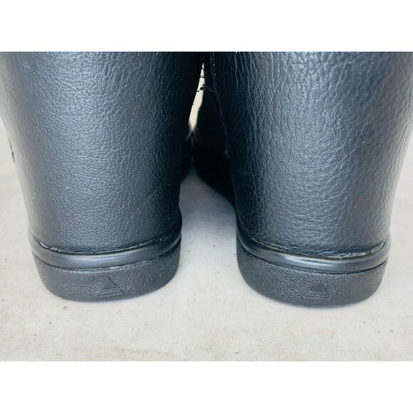 ALDO Womens Black Leather Suede Buckle Wedge Ankle Boots Bootie Size 8.5 M - Picture 8 of 11